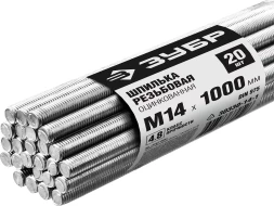 ЗУБР DIN 975, кл. пр. 4.8, М14 х 1000 мм, цинк, 20 шт, резьбовая шпилька (30330-14-1)