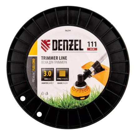 Леска для триммера квадрат Denzel, 3,0мм х 111м, на DIN катушке FLEX CORD, 96294 купить в Тюмени
