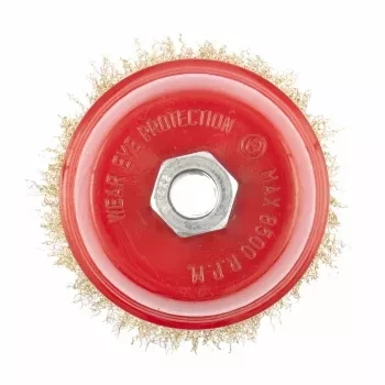 Щетка для УШМ 75 мм М14 чашка латунированная витая проволока MATRIX 74604 купить в Тюмени