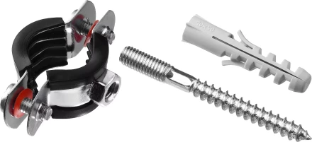 Хомут трубный с гайкой, оцинкованный, в комплекте с сантехнической шпилькой и дюбелем, 1/2&quot;, 1шт, ЗУБР Мастер 37866-20-24 37866-20-24_z01 купить в Тюмени