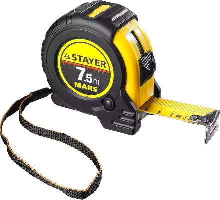 Рулетка STAYER &quot;PROFI&quot; &quot;MARS&quot;, обрезиненный корпус, утолщенное полотно, 7,5мх25мм 34131-075_z01 купить в Тюмени