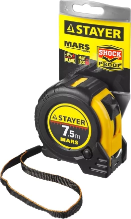 Рулетка STAYER &quot;PROFI&quot; &quot;MARS&quot;, обрезиненный корпус, утолщенное полотно, 7,5мх25мм 34131-075_z01 купить в Тюмени