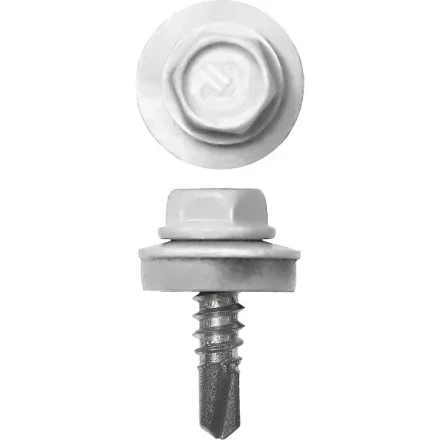 Саморезы СКМ кровельные, RAL 9003 белый, 19 x 5.5 мм, 500 шт, для металлических конструкций, ЗУБР 4-300315-55-019-9003 купить в Тюмени