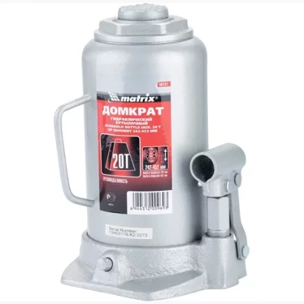 Домкрат гидравлический бутылочный 20 т h подъема 242–452 мм  MATRIX MASTER 50731 купить в Тюмени