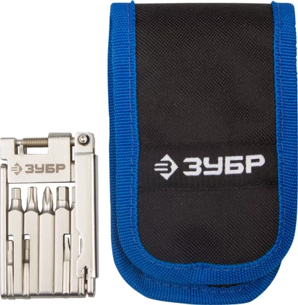Набор ЗУБР &quot;ЭКСПЕРТ для обслуживания велосипеда: складной мультитул 11-в-1,комплект для ремонта шин,16-в-1,в чехле 27428-H16 купить в Тюмени