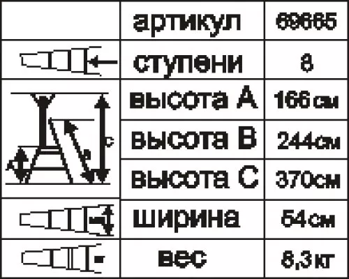 Стремянка стальная "Энкор" 8 ступеней 69665 купить в Тюмени