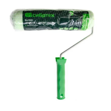 Валик &quot;Работы с древесиной&quot;, 250 мм, ворс 12 мм, D - 48 мм, D ручки - 6 мм, микроволокно Сибртех 80247 купить в Тюмени
