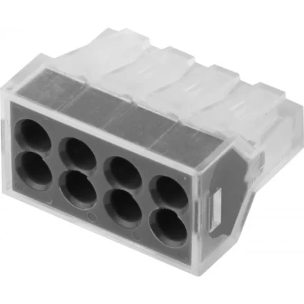 Клемма СВЕТОЗАР соединительная, 8-и проводная, 400В, 24А, 0,75-2,5мм2, 2шт 49170-8 купить в Тюмени