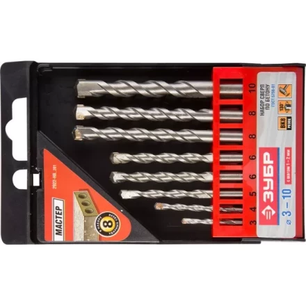 Набор ЗУБР Свёрла &quot;МАСТЕР&quot; по бетону, ударные, 3; 4; 5; 6; 6; 8; 8; 10мм, 8шт 2922-H8_z01 купить в Тюмени