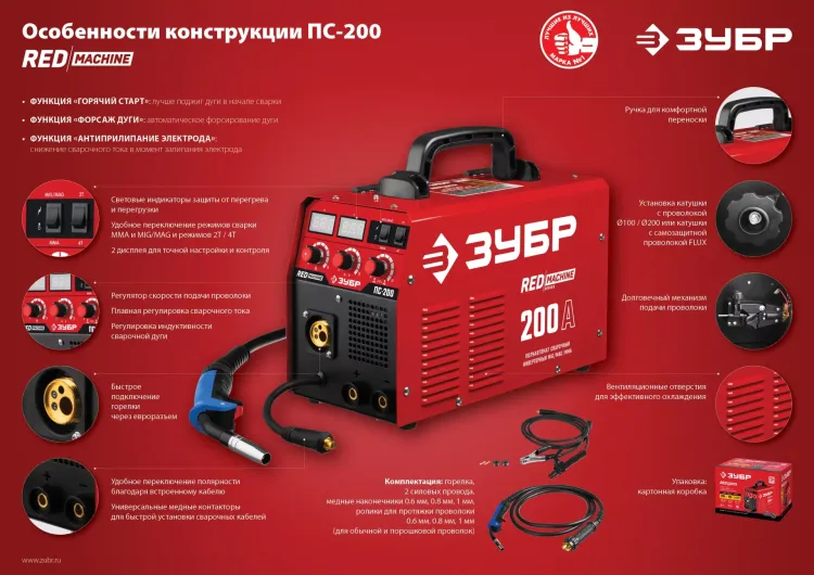 Полуавтомат сварочный инверторный МIG-MAG c функцией ММА ПС-200 серия МАСТЕР купить в Тюмени