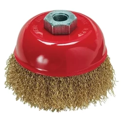 Щетка для УШМ, 100 мм, М14, "чашка", латунированная витая проволока MATRIX 74605