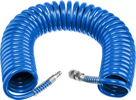 ЗУБР 15 м, 6 х 8 мм, 15 бар, воздушный спиральный шланг с фитингами рапид, Профессионал (6473-15) купить в Тюмени