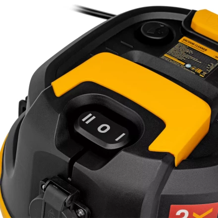 Пылесос строительный Denzel 28203 RVC30, 1400 Вт, бак 30 л, шланг 3 м, розетка с автосинхр. купить в Тюмени