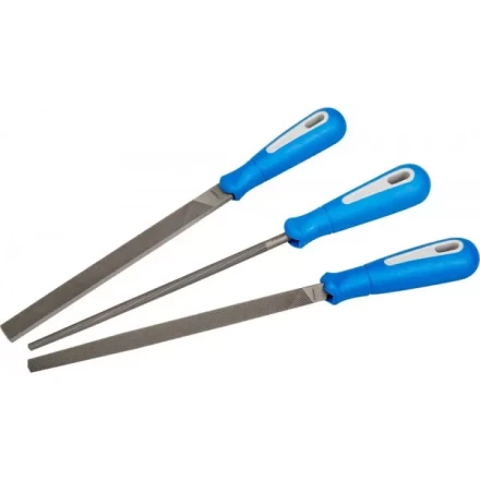 Набор ЗУБР: Напильники &quot;ПРОФЕССИОНАЛ&quot; с двухкомпонентной ручкой, плоский, трехгранный, круглый, №2, 200мм 16550-20-H3 купить в Тюмени