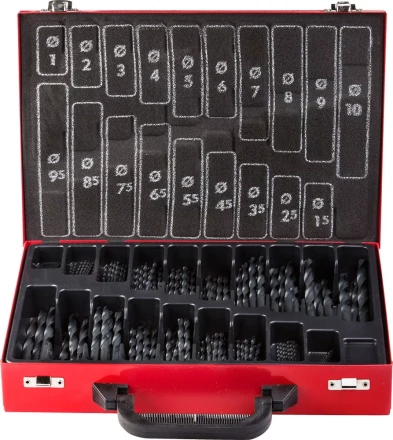 Набор ЗУБР &quot;ТЕХНИК&quot;: Свёрла по металлу парооксидированных, быстрорежущая сталь, в мет. боксе, 1-10мм, шаг-0,5, 170 предм. 4-29605-H170-M купить в Тюмени