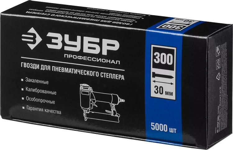 Гвозди тип 300, 30 мм, особотвердые, ЗУБР "ПРОФЕССИОНАЛ" 31830-30, 5000 шт 31830-30 купить в Тюмени