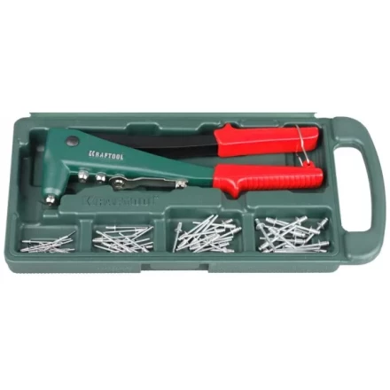 Заклепочник, KRAFTOOL &quot;NX-3&quot; 31170-H6, литой корпус, d=2,4-4,8 мм - Al и сталь; d=2,4-4,0 - нерж сталь, в боксе, с набором заклепок 31170-H6 купить в Тюмени