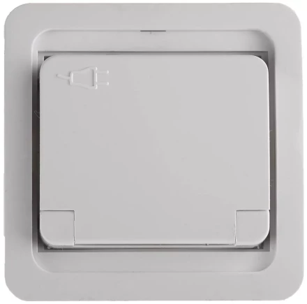 Розетка СВЕТОЗАР &quot;ГАММА&quot; одинарная с крышкой, с заземлением, цвет белый,16А/~250В SV-54110-W купить в Тюмени