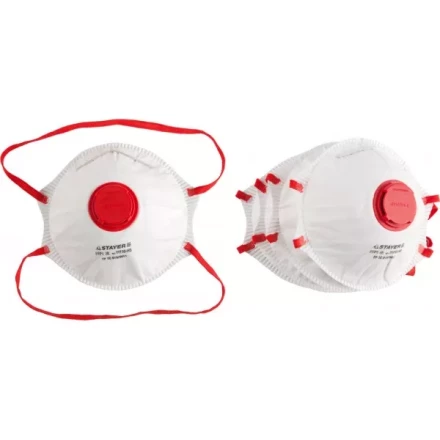 Полумаска фильтрующая STAYER &quot;PROFI&quot; коническая, с клапаном, многослойная, класс защиты FFP1, 5шт 11110-H5 купить в Тюмени