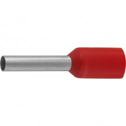 Наконечник СВЕТОЗАР штыревой, изолированный, для многожильного кабеля, красный, 1,0 мм2, 25шт 49400-10