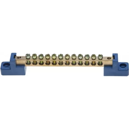 Шина СВЕТОЗАР нулевая на 2-х угловых изоляторах, макс. ток 100А, 5,2мм, 12 полюсов 49808-12 купить в Тюмени