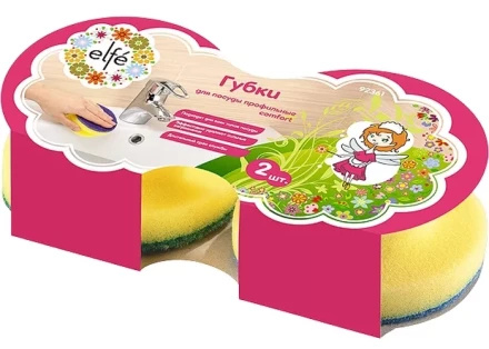 Губки для посуды c тефлоновым покрытием круглые d 95х50 мм 2 шт в картоне ТМ Elfe 92361 купить в Тюмени