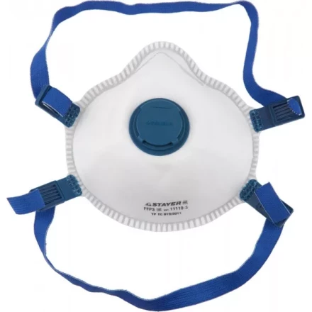 Полумаска фильтрующая STAYER &quot;PROFI&quot; коническая, с клапаном, многослойная, класс защиты FFP3 11110-3 купить в Тюмени