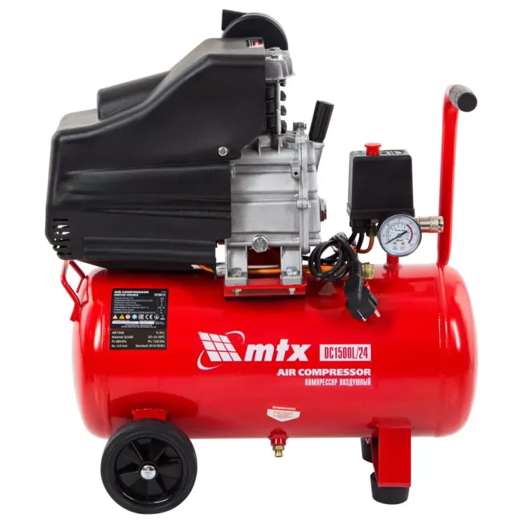 Компрессор воздушный MTX 58003, DC1500L/24, 1,5 кВт, 24 л, 210 л/мин купить в Тюмени
