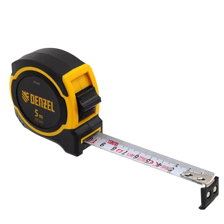 РулеткаDenzel 5м х 19мм, двухкомп. корпус, магнитный обрезиненный зацеп, 31531 купить в Тюмени