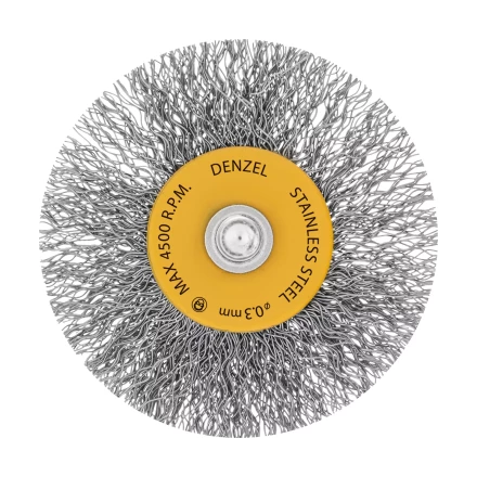 Щетка для дрели, 60 мм, Плоская, со шпилькой, нержавеющая витая проволока Denzel 744463 купить в Тюмени