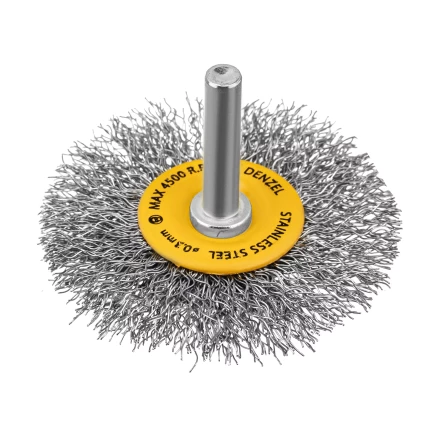 Щетка для дрели, 60 мм, Плоская, со шпилькой, нержавеющая витая проволока Denzel 744463 купить в Тюмени