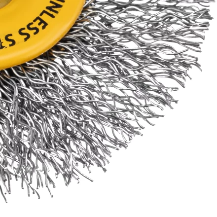 Щетка для дрели, 60 мм, Плоская, со шпилькой, нержавеющая витая проволока Denzel 744463 купить в Тюмени