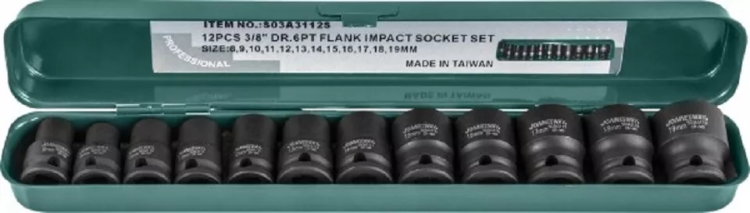 Набор головок торцевых ударных 3/8"DR 8-19мм  Jonnesway S03A3112S 12предметов 48505 купить в Тюмени