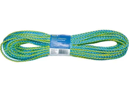 Шнур вязаный полипропиленовый с сердечником &quot;Радуга&quot; 6 мм L 20 м 90-110 кгс СИБРТЕХ 93954 купить в Тюмени