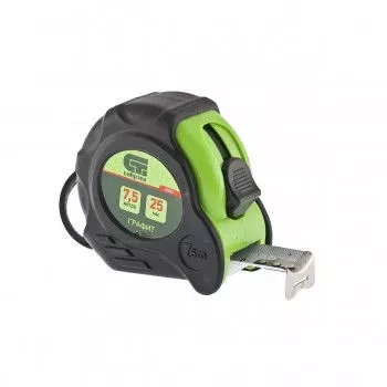 Рулетка Графит, обрезиненный корпус, амортизатор, 7,5 м х 25 мм  СИБРТЕХ 32533 купить в Тюмени