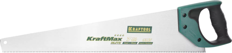 Ножовка для быстрого реза "KraftMax-7" 7 TPI, 500 мм, прямой крупный зуб, рез поперек волокон, для крупных и средних заготовок, KRAFTOOL 15224-55 купить в Тюмени