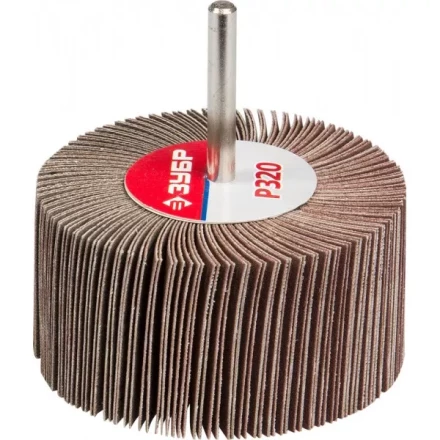 Круг шлифовальный ЗУБР &quot;МАСТЕР&quot; веерный лепестковый, на шпильке, тип КЛО, зерно-электрокорунд нормальный, P320, 40х80мм 36604-320 купить в Тюмени