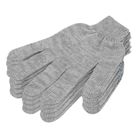 Перчатки трикотажные с ПВХ точкой, 5 пар в упаковке, БОПП-пакет, 7 класс// Россия 67837 купить в Тюмени