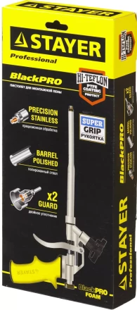 Пистолет &quot;BlackPRO&quot; для монтажной пены, тефлоновое покрытие, STAYER Professional 06862_z01 купить в Тюмени