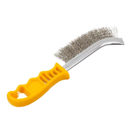 Щетка металлическая с пластмассовой ручкой, нержавеющая проволока Denzel 748287 купить в Тюмени