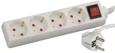 Удлинитель СВЕТОЗАР электрический с заземлением, выключателем, с защитными шторками, евро, 4 гнезда,2м SV-55045-2 купить в Тюмени