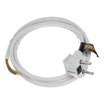 Шнур сетевой Denzel Energy Series, ПВС, 1,5 м, 3 x 1 мм, с неразборной вилкой, белый, 3 м, 37662 купить в Тюмени