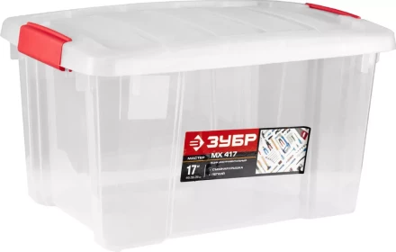Ящик ЗУБР &quot;МАСТЕР&quot; пластиковый со съемной крышкой, 440x290x255мм (17&quot;) 38183-17 купить в Тюмени