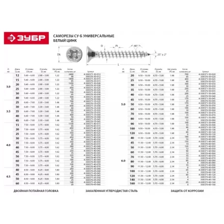 Саморезы по дереву, белый цинк, 6.0x45мм, 150шт, ЗУБР Мастер 4-300371-60-045 4-300371-60-045 купить в Тюмени