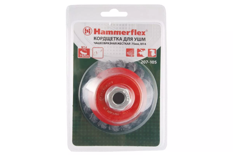 Кордщетка HAMMER чаша 75мм для УШМ витая сталь (207-105) купить в Тюмени