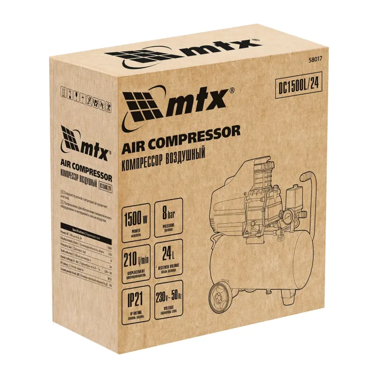Компрессор воздушный MTX DC1500L/24, 1,5 кВт, 24 л, 210 л/мин 58017 купить в Тюмени
