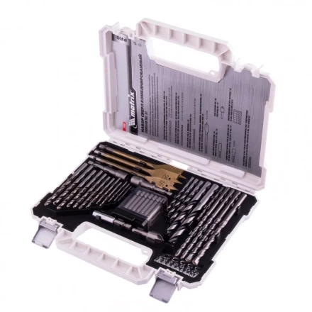 Набор сверл комбинированный по металлу 1-6,5 мм бетону 4-8 мм дереву 4-10 мм перки биты 20 шт адаптер головки 2 шт зенковка 50 предметов Pro Matrix 725650 купить в Тюмени