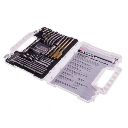 Набор сверл комбинированный по металлу 1-6,5 мм бетону 4-8 мм дереву 4-10 мм перки биты 20 шт адаптер головки 2 шт зенковка 50 предметов Pro Matrix 725650 купить в Тюмени