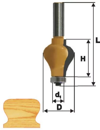 Фреза кромочная фигурная Ф32Х38 мм хвостовик 12 мм 46416 купить в Тюмени