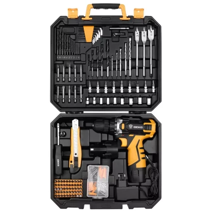 Дрель аккумуляторная DEKO DKCD12FU-Li, 063-4139 + набор 193 аксессуара купить в Тюмени